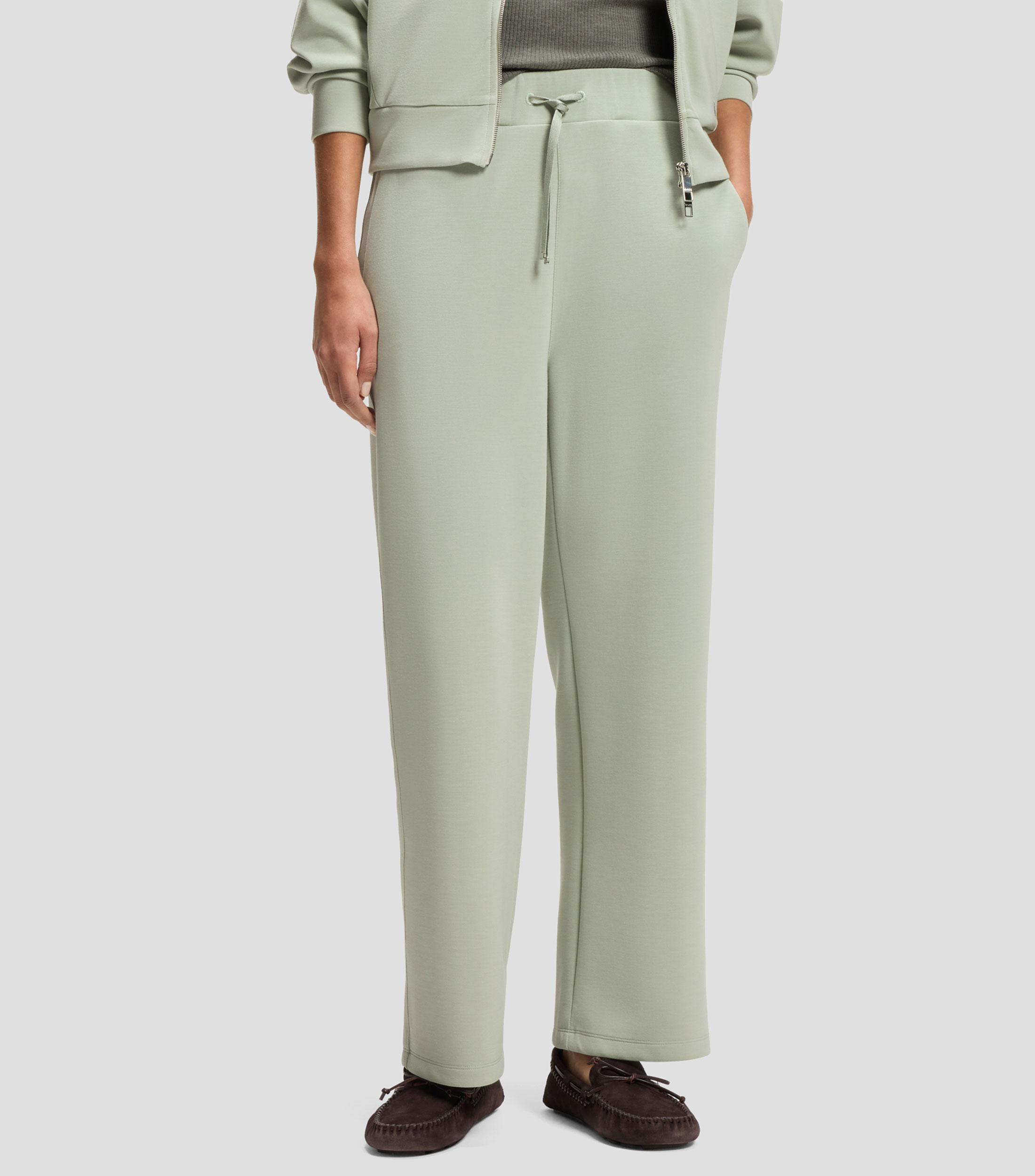 Pants relaxed fit en punto scuba de doble capa Mujer